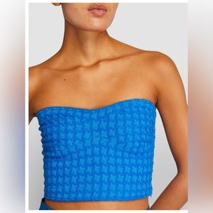 SANDRO Check Bandeau Crop Top sz S